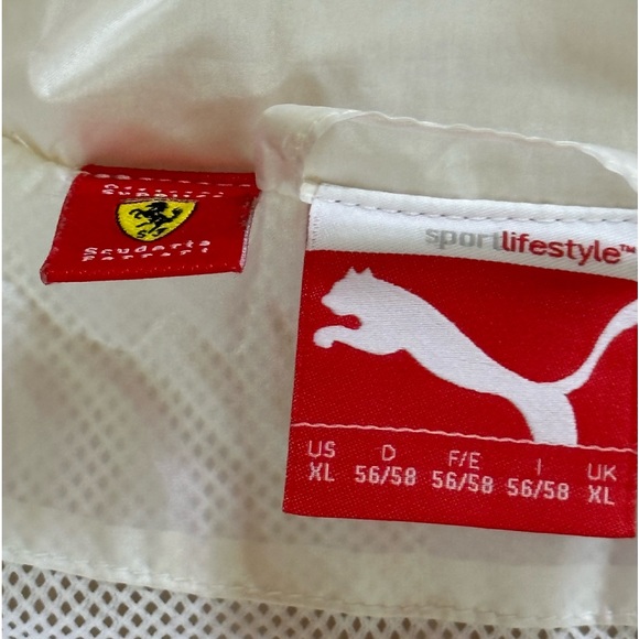 Ferrari Puma Windbreaker Jacket White Red Nylon Glanz Size XL - Picture 9 of 14